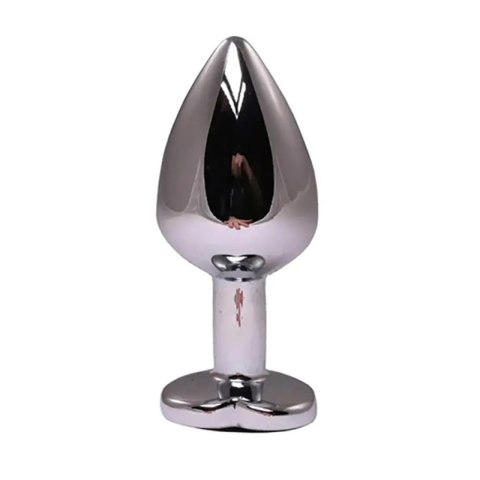 Silver medium heart-shaped butt plug with black crystal Silver medium heart-shaped butt plug with black crystal