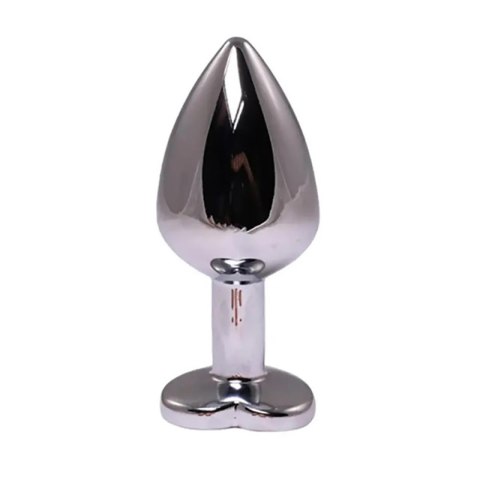 Silver medium heart-shaped butt plug with pink crystal Silver medium heart-shaped butt plug with pink crystal