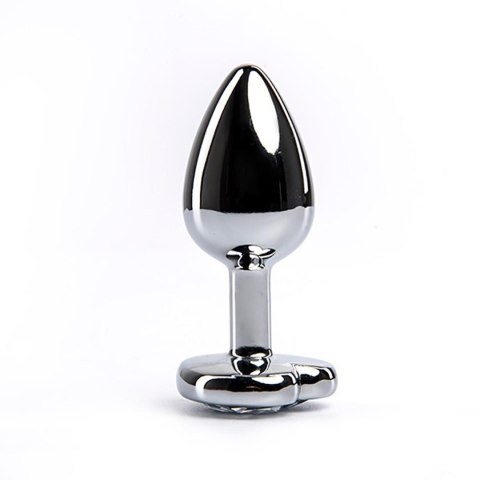 Silver medium heart-shaped butt plug with white crystal Silver medium heart-shaped butt plug with white crystal