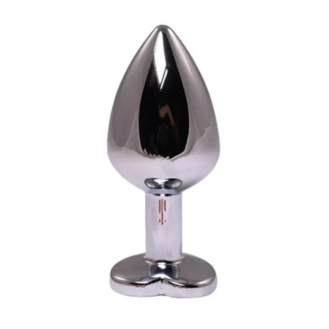 Silver small heart-shaped butt plug with pink crystal Silver small heart-shaped butt plug with pink crystal