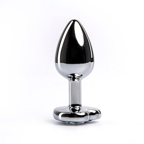 Silver small heart-shaped butt plug with white crystal Silver small heart-shaped butt plug with white crystal