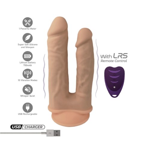 Wibrujące Dildo do Podwójnej Penetracji z Pilotem i Przyssawką Wibrujące Dildo do Podwójnej Penetracji z Pilotem i Przyssawką