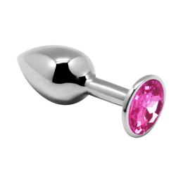 Mini Metal Butt Plug L Pink – Metalowy korek analny z różowym kryształem 9 cm