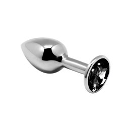 Mini Metal Butt Plug M Black – Metalowy korek analny z czarnym kryształem 8 cm