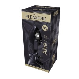 Mini Metal Butt Plug M Black – Metalowy korek analny z czarnym kryształem 8 cm