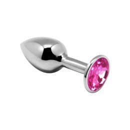 Mini Metal Butt Plug M Pink – Metalowy korek analny z kryształem 8 cm