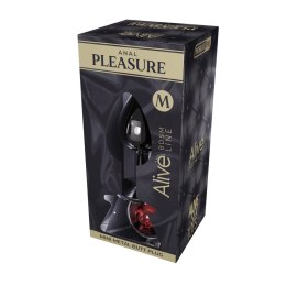 Mini Metal Butt Plug M Red – Metalowy korek analny z kryształem 8 cm