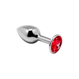Mini Metal Butt Plug S Red – Korek analny metalowy z czerwonym kryształem 7 cm