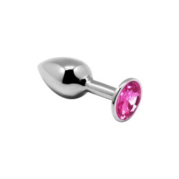 Mini Metal Butt Plug S Pink – Korek analny metalowy z różowym kryształem 7 cm