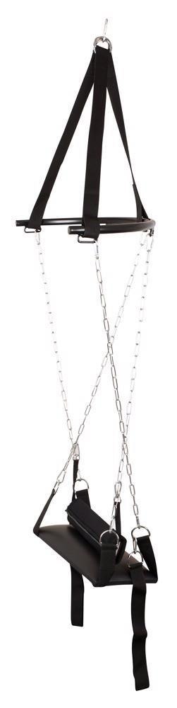 Huśtawka miłosna z oparciem i pętlami na nogi | Czarna, wytrzymała konstrukcja 100 kg