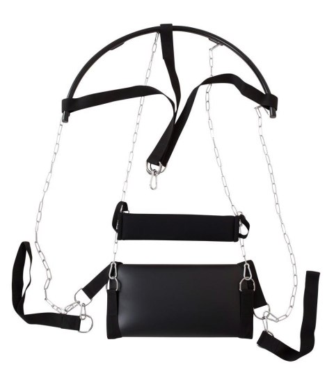 Huśtawka miłosna z oparciem i pętlami na nogi | Czarna, wytrzymała konstrukcja 100 kg