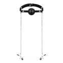 Bedroom Fantasies - Ball Gag with Nipple Clamps Black