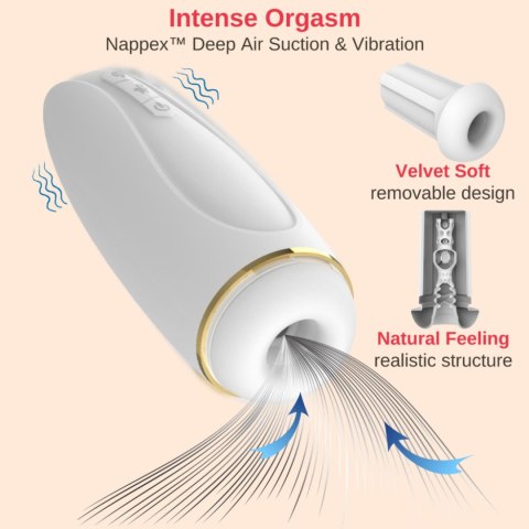 Nappex Branco White – Elektryczny Masturbator dla Mężczyzn | Ssanie + Wibracje, 29 Trybów