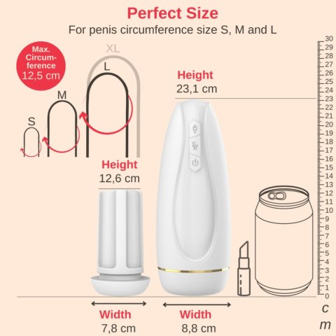 Nappex Branco White – Elektryczny Masturbator dla Mężczyzn | Ssanie + Wibracje, 29 Trybów