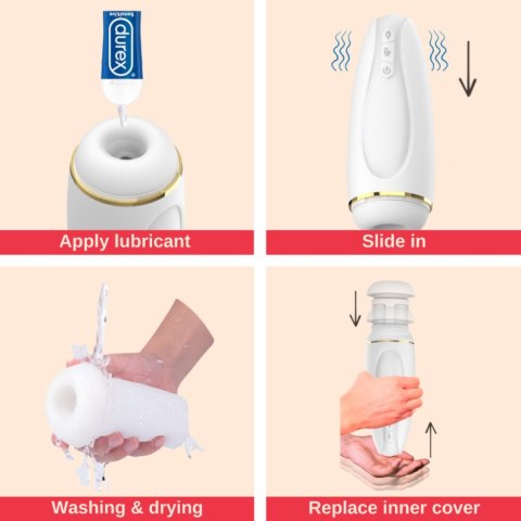 Nappex Branco White – Elektryczny Masturbator dla Mężczyzn | Ssanie + Wibracje, 29 Trybów