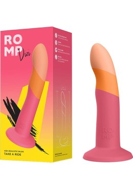 ROMP Dizi Pink – Zakrzywiony silikonowy dildo 7” do punktu G i P | Strap-On Compatible