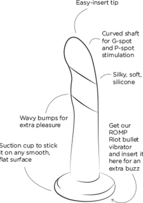 ROMP Dizi Pink – Zakrzywiony silikonowy dildo 7” do punktu G i P | Strap-On Compatible