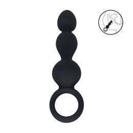 Beaded Silicone Anal Probe with Loop - Black
