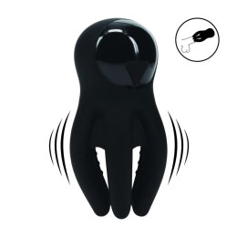 Digital Vibrating Silicone Penis Head Stimulator with Tentacles - Black