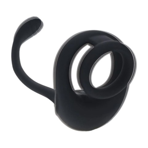 Dual Motor Silicone Cockring with Prostate Stimulator - Black