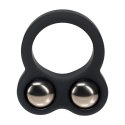 Liquid Silicone Double Weighted Ball Cockring - Black