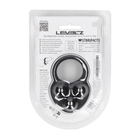 Liquid Silicone Triple Weighted Ball Cockring - Black