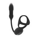 Vibrating and Thrusting Silicone Tri O Cockring with Prostate Stimulator - Black