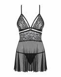 Bielizna-838-BAB-1 babydoll i stringi czarna L/XL