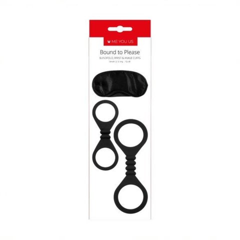 Kajdanki- Me You Us Bound To Please Blindfold Wrist And Ankle Cuffs Black Kajdanki- Me You Us Bound To Please Blindfold Wrist And Ankle Cuffs Black