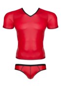 Męski komplet z wetlooka: t-shirt w serek, figi typu brazyliany XL
