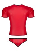 Męski komplet z wetlooka: t-shirt w serek, figi typu brazyliany XL