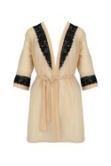 Bielizna-DAISY PEIGNOIR beige S/M