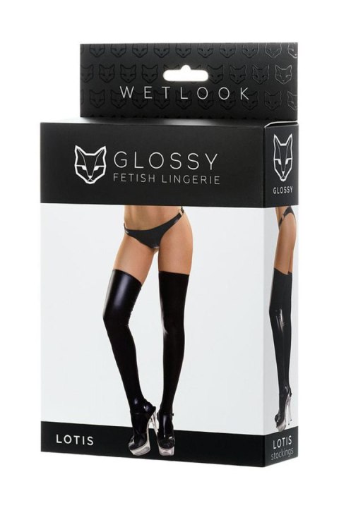 Glossy stockings made of Wetlook material, black, XL Glossy stockings made of Wetlook material, black, XL
