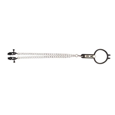 Humiliate Mouth Spreader with Nipple Clamps Humiliate Mouth Spreader with Nipple Clamps