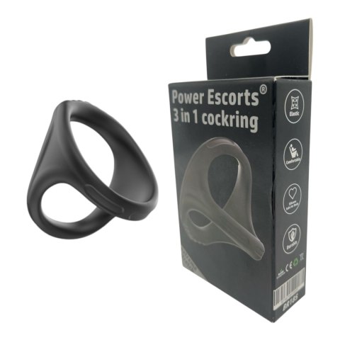Power Escorts - BR185 - 3 In 1 Cockring - Super Flexible - Colour box Power Escorts - BR185 - 3 In 1 Cockring - Super Flexible - Colour box