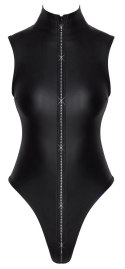 Cottelli PARTY Body Zip XL z Cyrkoniami, Czarny Mat, Wysoki Stan