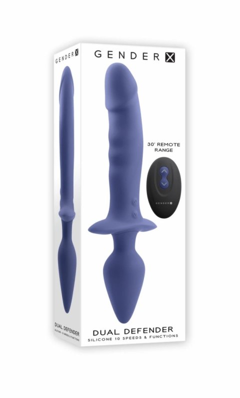 Gender X Dual Defender silikonowy wibrator dwustronny 26 cm z pilotem Gender X Dual Defender silikonowy wibrator dwustronny 26 cm z pilotem