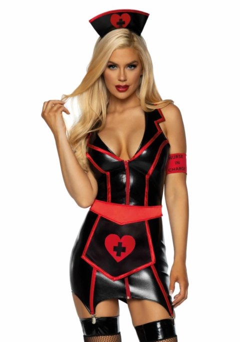 Leg Avenue Vinyl Nurse Kostium 4-częściowy, zamek, czarny M/L Leg Avenue Vinyl Nurse Kostium 4-częściowy, zamek, czarny M/L