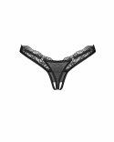 Obsessive Arrowel Crotchless Thong Black - Koronkowe figi z otwartym krokiem 2xl/3xl
