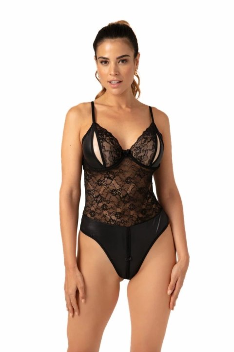 Christine Vesper Body Wetlook Czarne z Otwartą Konstrukcją S/M Christine Vesper Body Wetlook Czarne z Otwartą Konstrukcją S/M