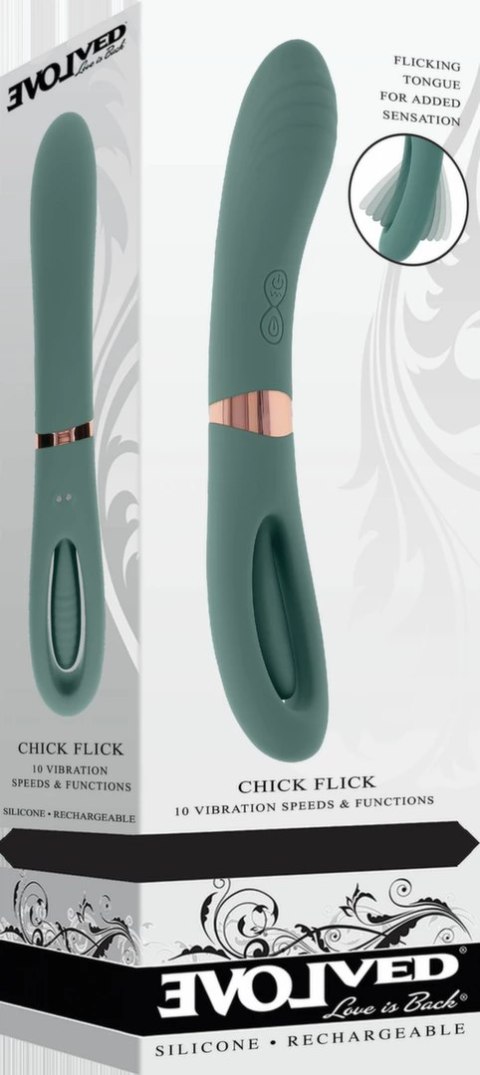 Evolved Novelties Chick Flick Green - Dwufunkcyjny model z podwojnym napędem Evolved Novelties Chick Flick Green - Dwufunkcyjny model z podwojnym napędem