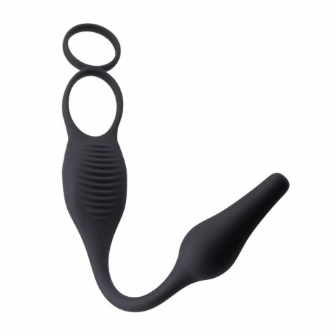 Evolved Novelties Plug & Tug Black - Zestaw z wibrującym pierścieniem Evolved Novelties Plug & Tug Black - Zestaw z wibrującym pierścieniem