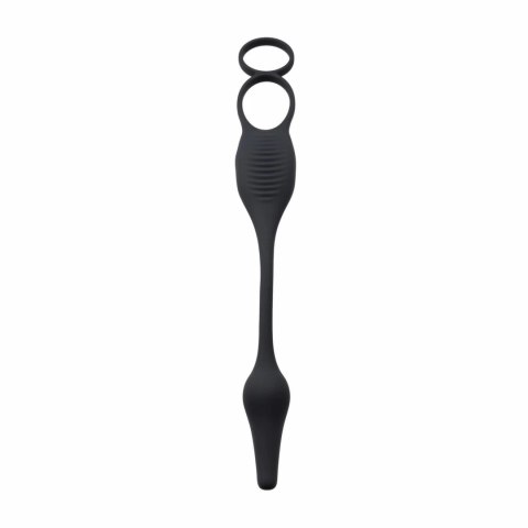Evolved Novelties Plug & Tug Black - Zestaw z wibrującym pierścieniem Evolved Novelties Plug & Tug Black - Zestaw z wibrującym pierścieniem
