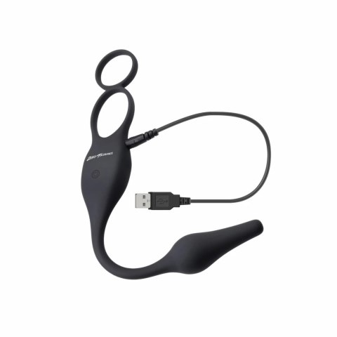 Evolved Novelties Plug & Tug Black - Zestaw z wibrującym pierścieniem Evolved Novelties Plug & Tug Black - Zestaw z wibrującym pierścieniem