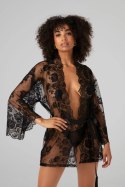 Obsessive Graceful Kimono z Koronki z Paskiem, Czarny, Uniwersalny