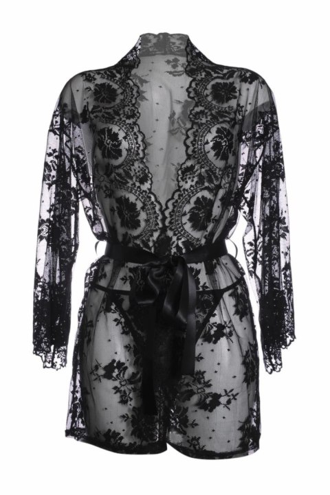 Obsessive Graceful kimono koronkowe z paskiem czarne one size Obsessive Graceful kimono koronkowe z paskiem czarne one size