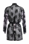 Obsessive Graceful kimono koronkowe z paskiem czarne one size