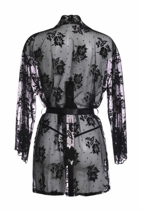 Obsessive Graceful kimono koronkowe z paskiem czarne one size Obsessive Graceful kimono koronkowe z paskiem czarne one size