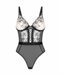Obsessive Vila Blanes Body Czarny-Beżowy Kwiatowy Motyw Regulacja