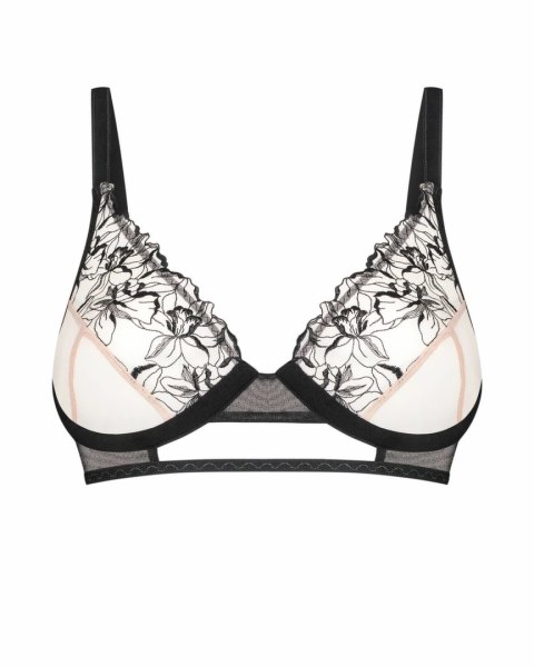 Obsessive Vila Blanes Bra czarny haftowany biustonosz z tiulu Obsessive Vila Blanes Bra czarny haftowany biustonosz z tiulu